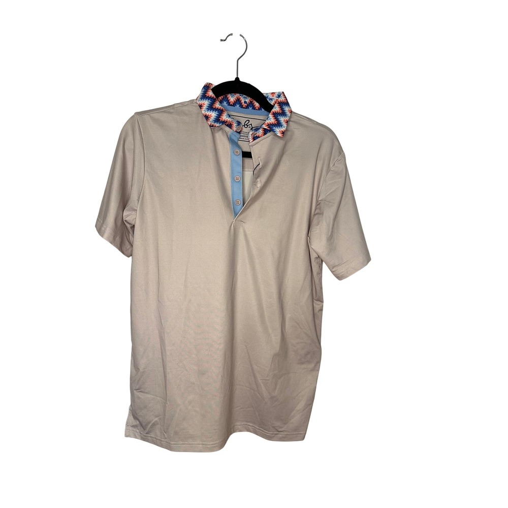 BSG‎ Links Collection Men's Polo Shirt Golf Performance Beige Small